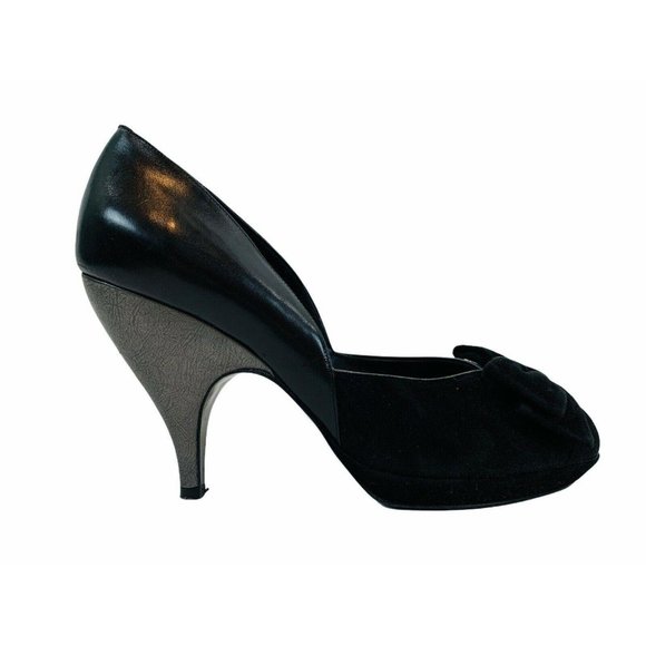 DKNY Black Vintage Style Peep Toe Pumps Heels - Picture 2 of 12